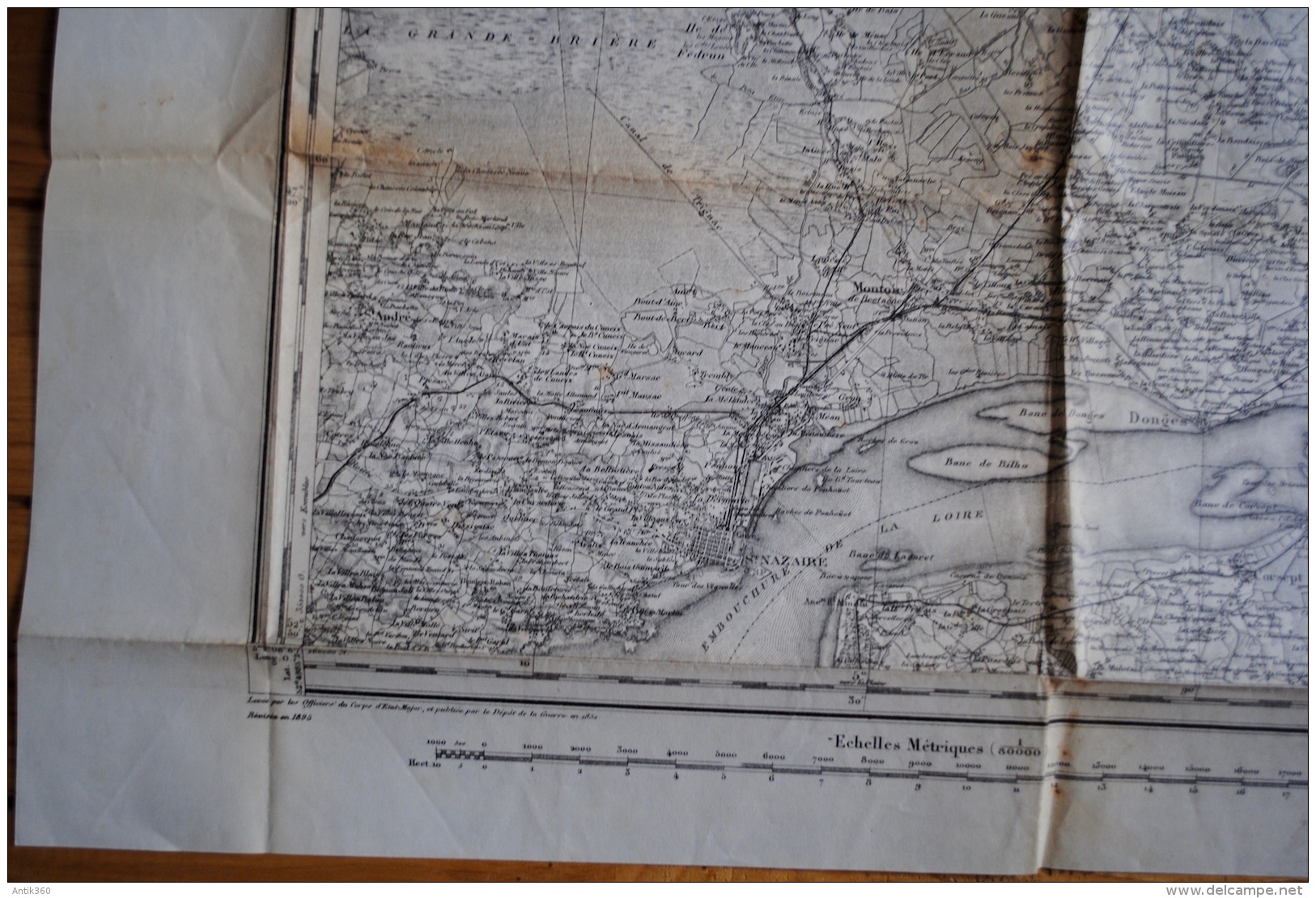 Lot de 5 anciennes cartes géographiques d'Etat Major des Armées région de Nantes Saint Nazaire Ancenis Loire Atlantique