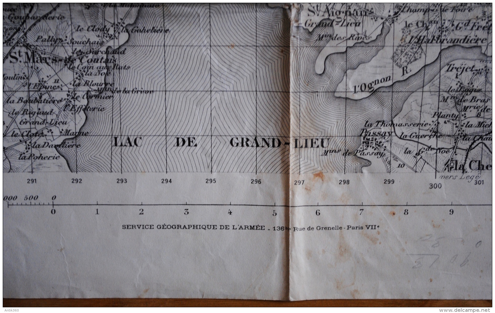 Lot de 5 anciennes cartes géographiques d'Etat Major des Armées région de Nantes Saint Nazaire Ancenis Loire Atlantique