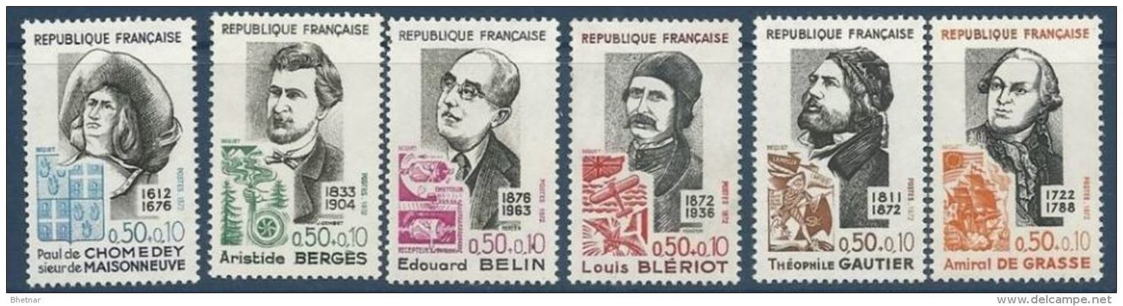 FR YT 1706 à 1709 1727 1728 " Personnalités " 1972 Neuf** - Unused Stamps