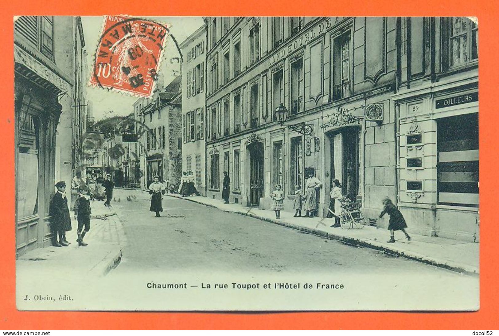 CPA Glaçée 52 Chaumont " La Rue Toupot Et L'hotel De France "  LJCP 61 - Chaumont