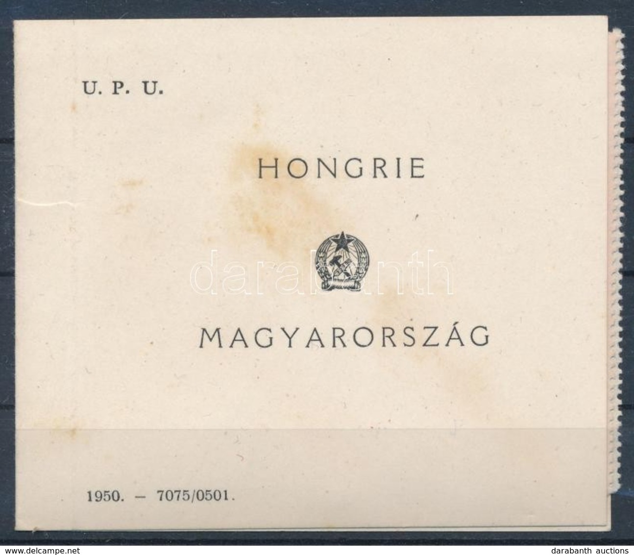 ** 1949 UPU Speciális Bélyegfüzet 2 Szélén Fogazott, D Párokkal és C Négyes Tömbökkel (270.000) A Füzet Soha Nem Volt ös - Other & Unclassified