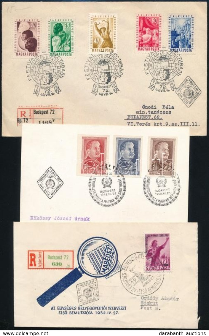 44 Klf FDC 1949-t?l, Közte Sztálin, VIT, MABEOSZ (45.500) - Other & Unclassified