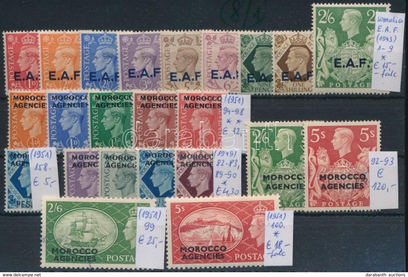 ** * O 1937-1951 Brit Posta Külföldön - E.A.F. Morocco, Tangier, Kelet-Arábia 3 Db Stecklapon (Mi EUR 312,90) - Sonstige & Ohne Zuordnung