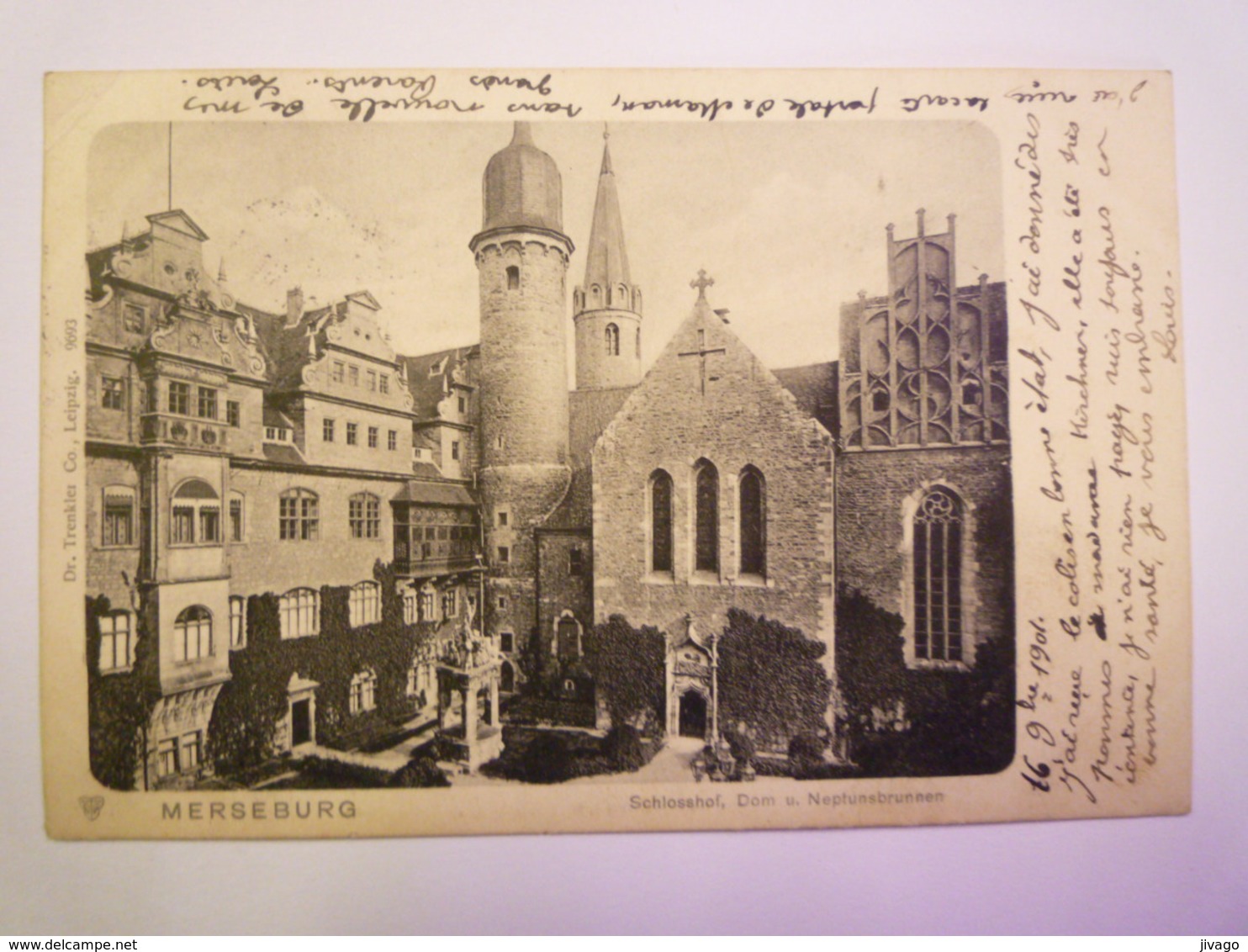 MERSEBURG  A. S.  :  Schlosshof , Dom U. Neptunsbrunnen   1901    - Merseburg