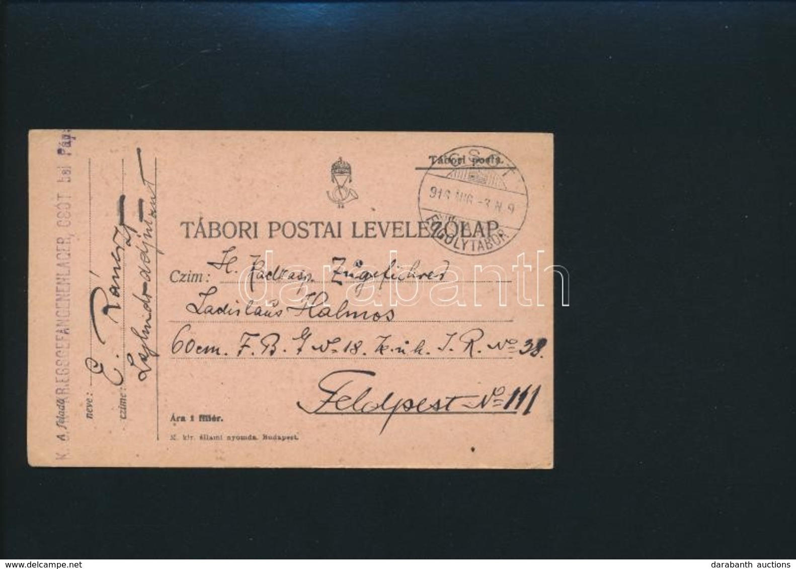 1916 Tábori Posta Levelez?lap / Field Postcard 'K.u.k. Kriegsgefangenenlager CSÓT' + 'CSÓT FOGOLYTÁBOR' - Feldpost No. 1 - Autres & Non Classés