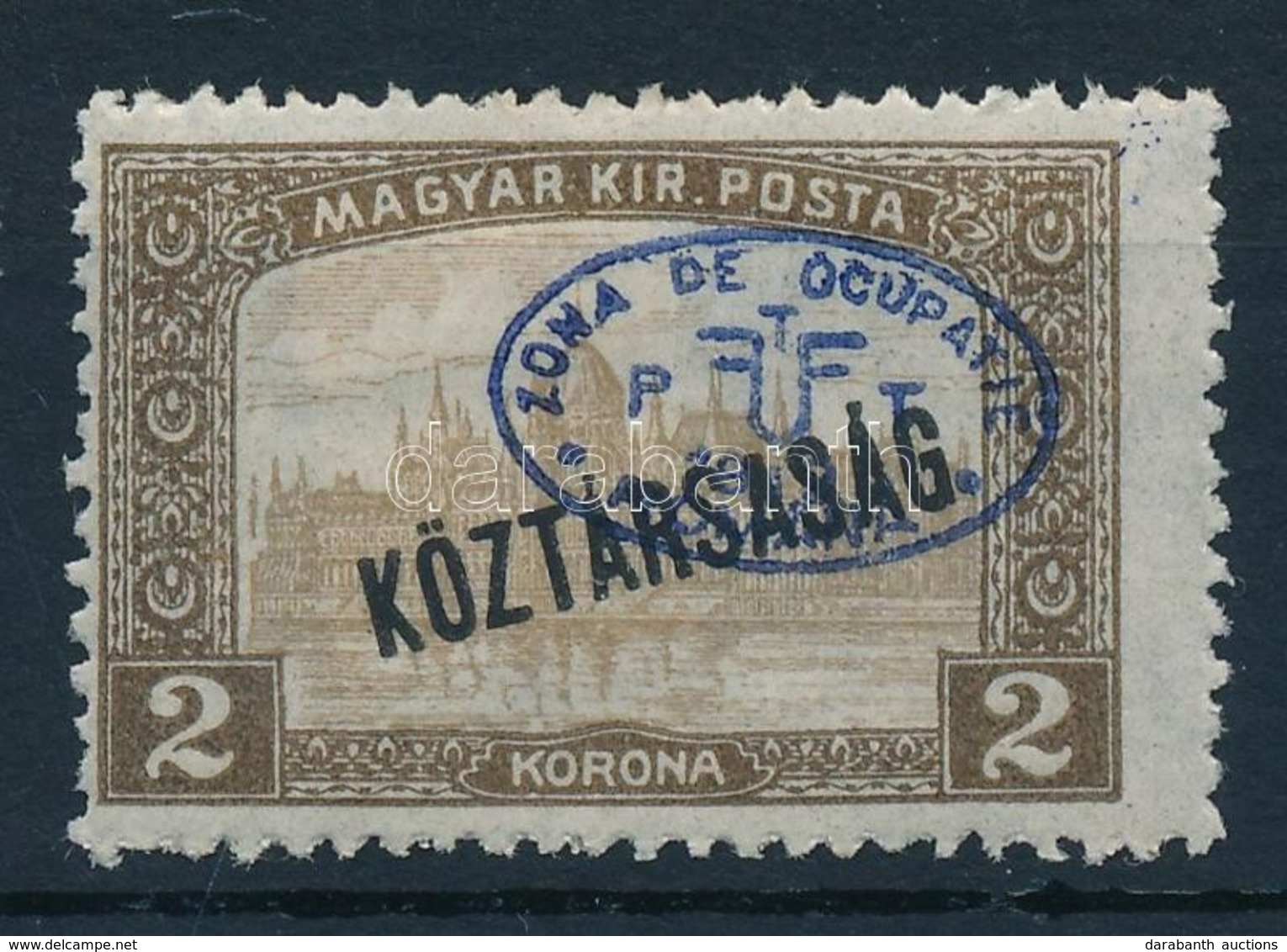 * Debrecen I. 1919 Parlament/Köztársaság 2K Kék Felülnyomással, Garancia Nélkül (**50.000) - Other & Unclassified