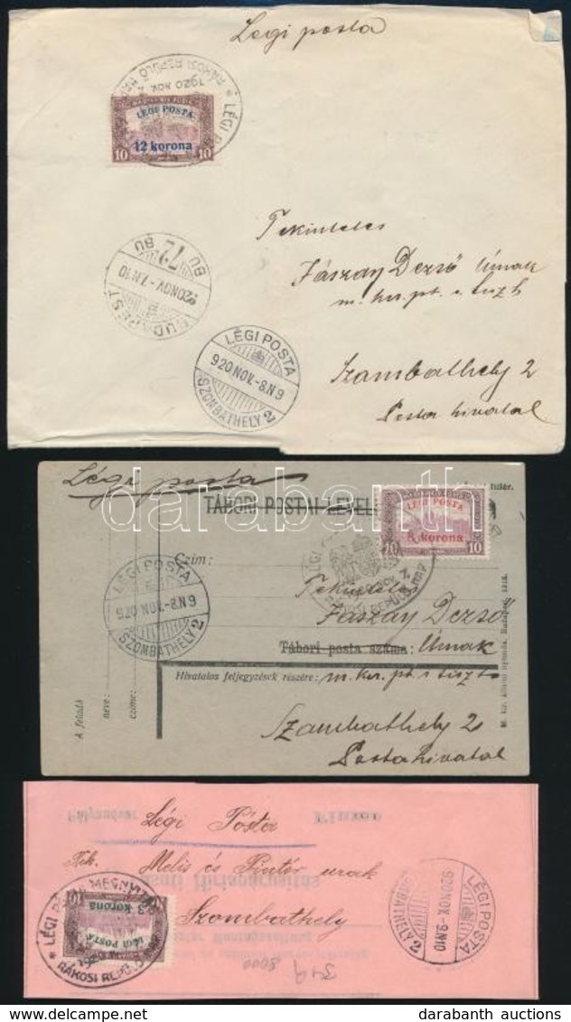 1920 Légi Levél, Levelez?lap és Címszalag Légi Posta Bélyegekkel - Sonstige & Ohne Zuordnung
