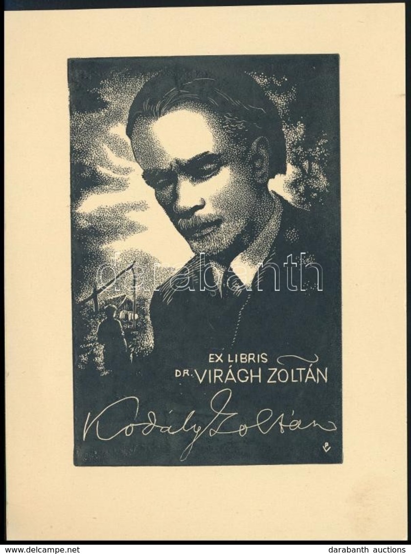 Kodály Zoltán Ex Libris. Lithográfia, Papír, Jelzett A Metszeten, 13x8 Cm - Andere & Zonder Classificatie