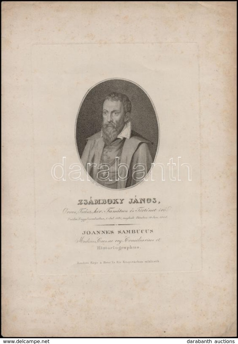 Cca 1800 Ehrenreich Sándor Ádám (1784-1852): Zsámboky János Orvos, Császári Királyi Tanácsos, Acélmetszet, Papír, 25x18c - Prints & Engravings