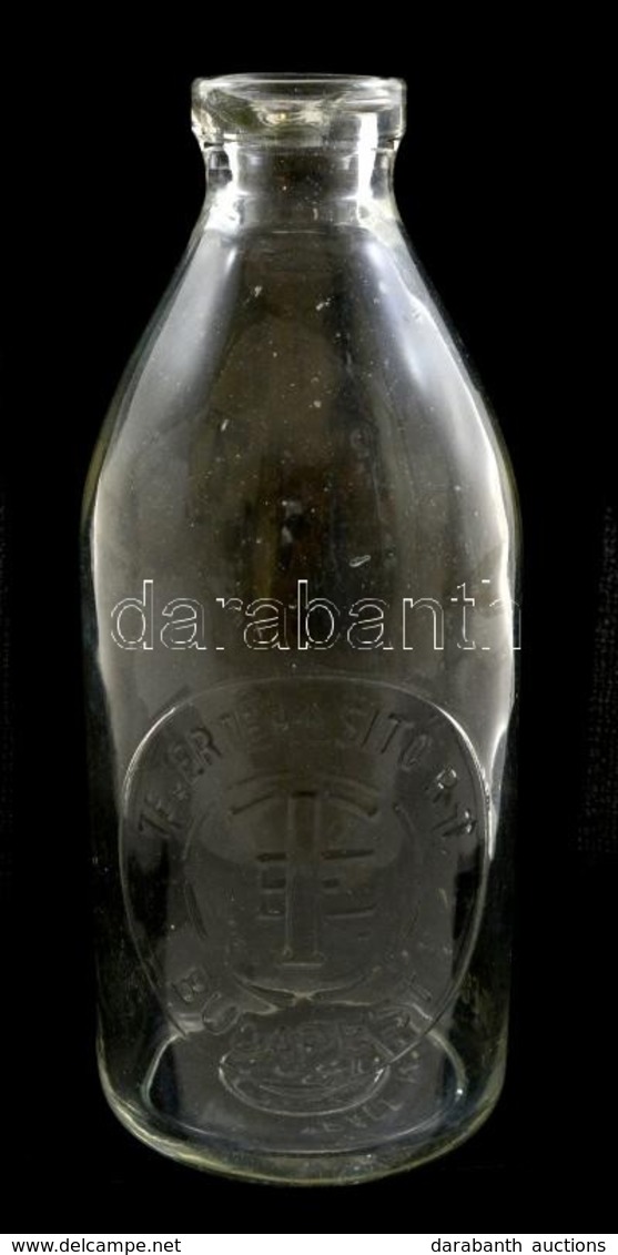 Tejértékesít? Rt. Budapest Tejes üveg, Hibátlan, M: 23,5 Cm - Verre & Cristal