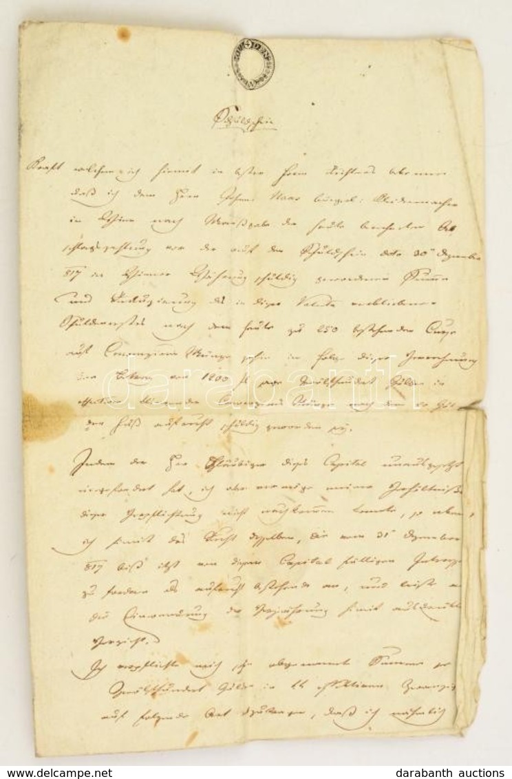 1820 Adóslevél Von Pechta Gróf Aláírásával és Viaszpecséttel 4kr Szignettával / With Autograph Signature And Signetta - Unclassified
