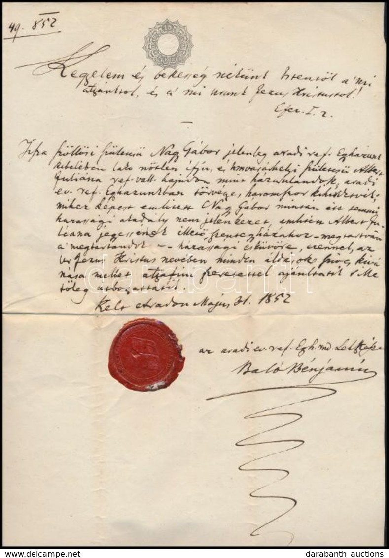 1852 Szignettás Okmány 15kr - Unclassified