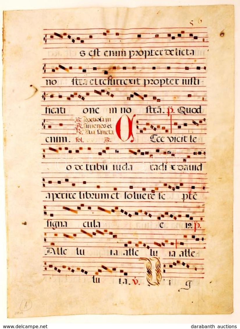 Cca 1520 Észak Olaszországi Korabeli Kotta, 3 Szín? Tintával, Pergamenen. Díszes Iniciálékkal./ Vintage Italian Antiphon - Ohne Zuordnung