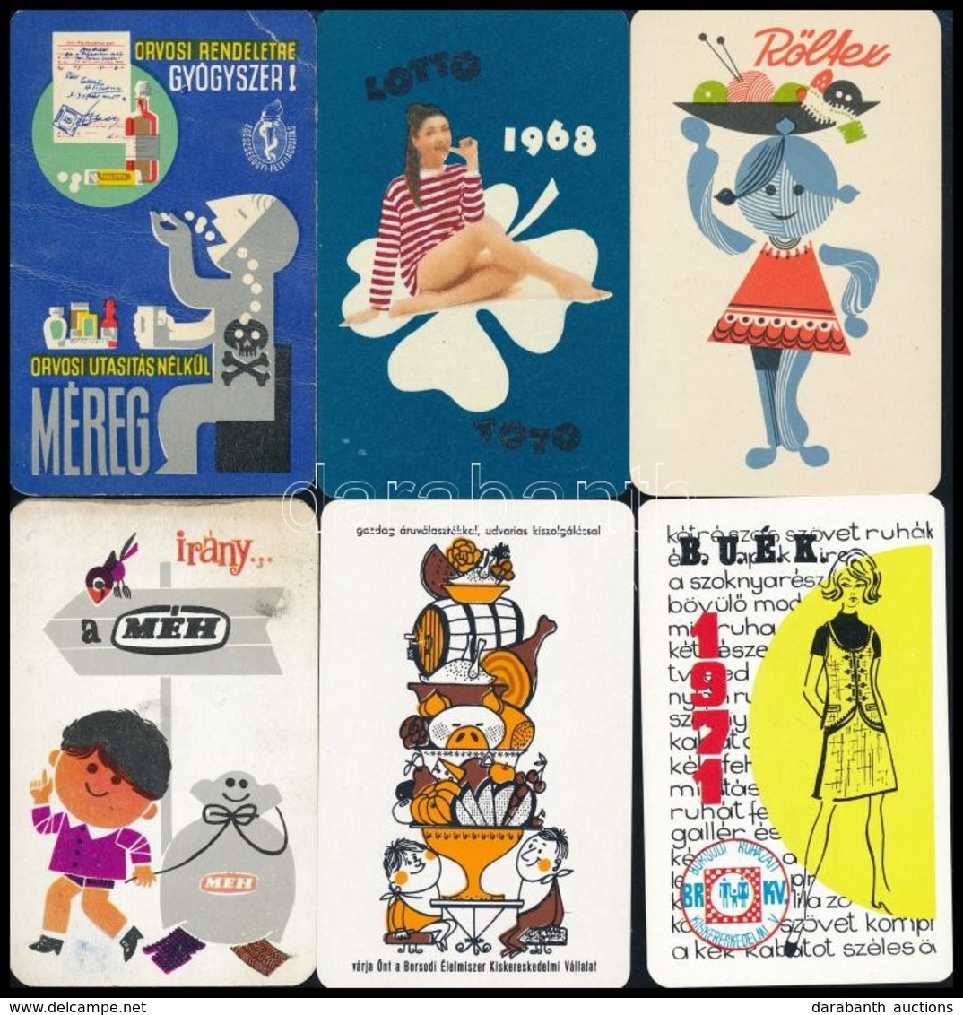 1965-1979 16 Db Reklámos Kártyanaptár - Reclame