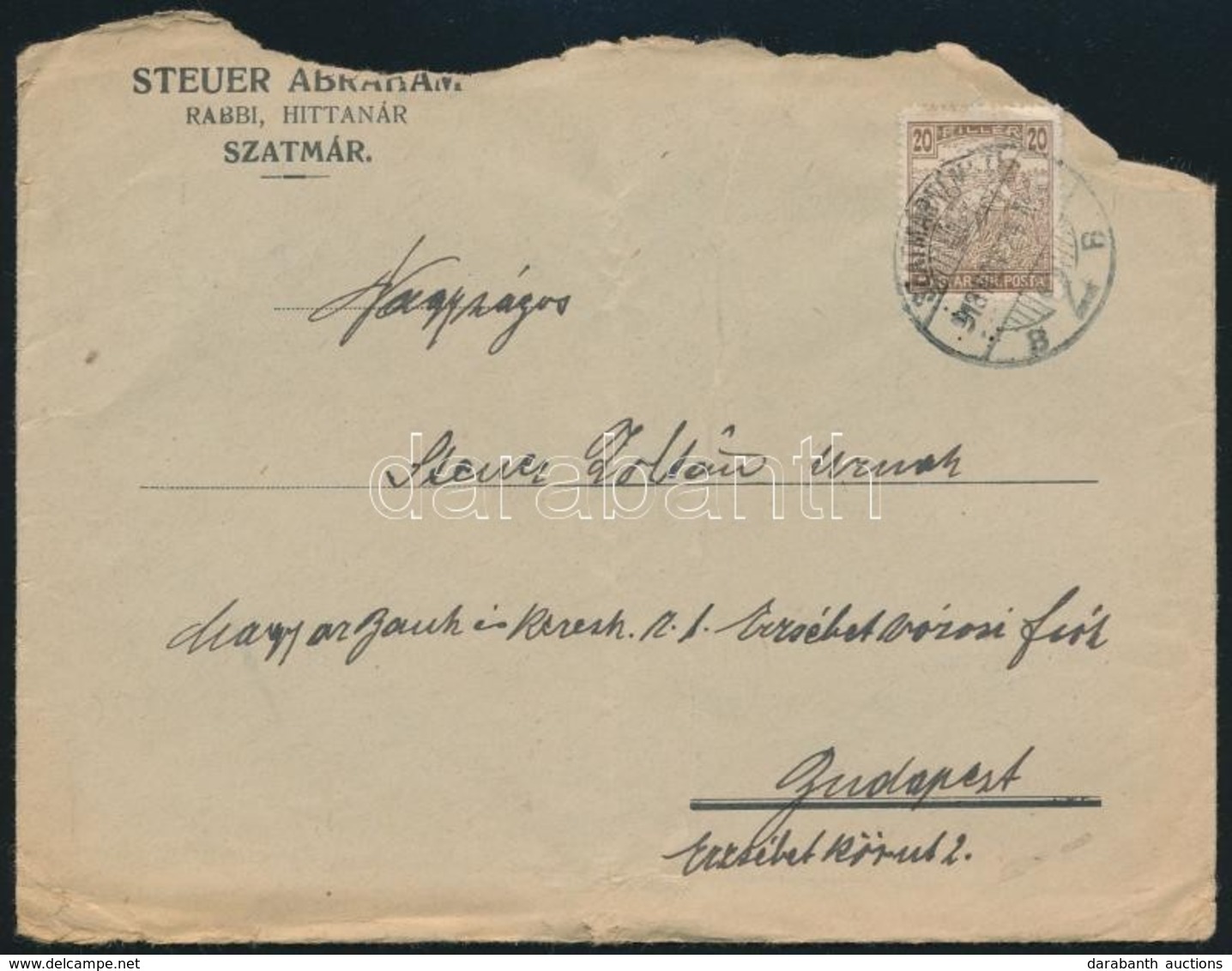 1917 Szatmár, Steuer Ábrahám Rabbi, Saját Kez? Levele / Ábrahám Steuer Rabbi's Letter - Other & Unclassified