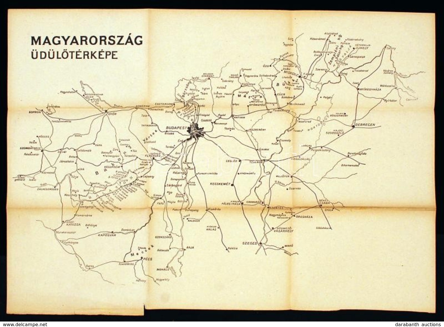 Cca 1920-30 Kétoldalas Térkép: Magyarország üdül?térképe, Valamint Budapest és Északi Környéke. 33x47,5cm - Other & Unclassified