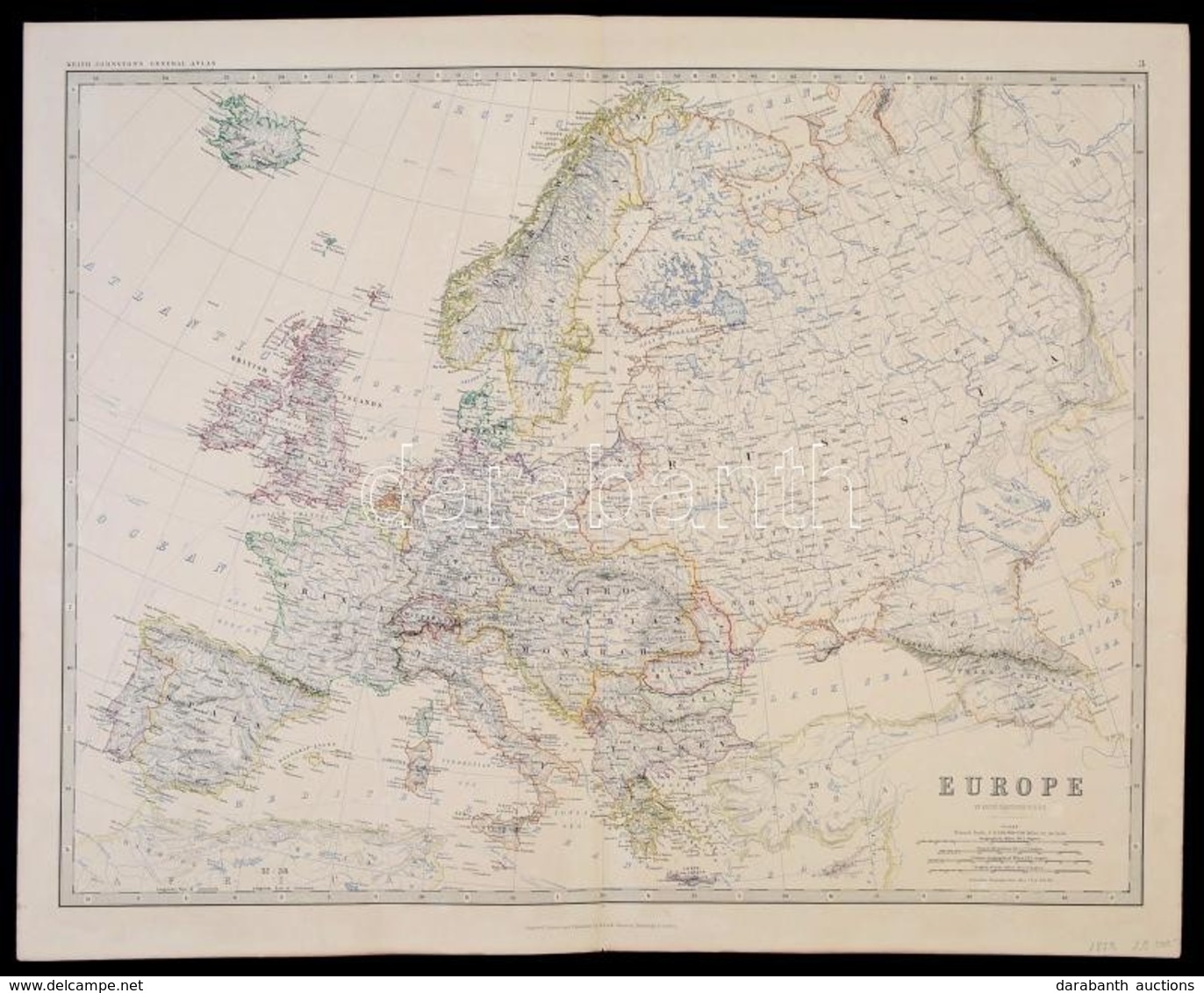 1879 Európa Nagyméret? Határszínezett Rézmetszet? Térképe. / 1879 Map Of Europe By Keith Johnston F. R. S. E. Colored Et - Other & Unclassified