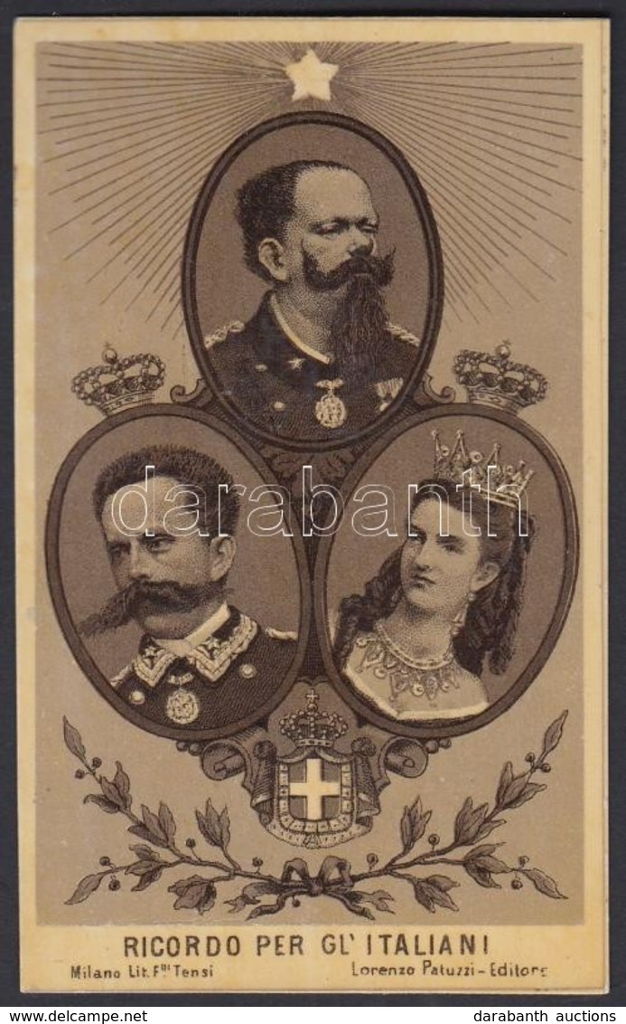 Cca 1900 Az Olasz Királyi Cslaádot ábrázoló Lito Kép / Litho Image Depicting The Italian Royal Family. 9x11 Cm - Non Classés