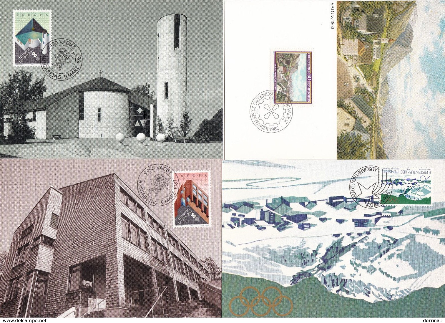 Liechtenstein Lot 4 Maximum Card & Postcards 1982-1987 - - Storia Postale