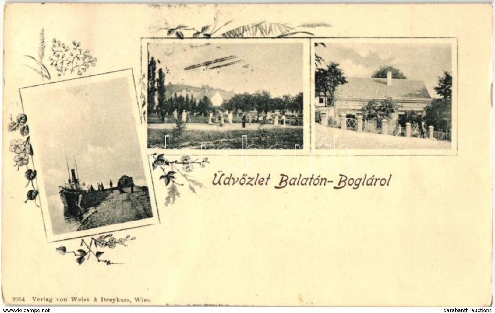 * T2/T3 Balatonboglár, G?zhajó, Kiadja Weiss & Dreykurs, Floral Art Nouveau (Rb) - Unclassified