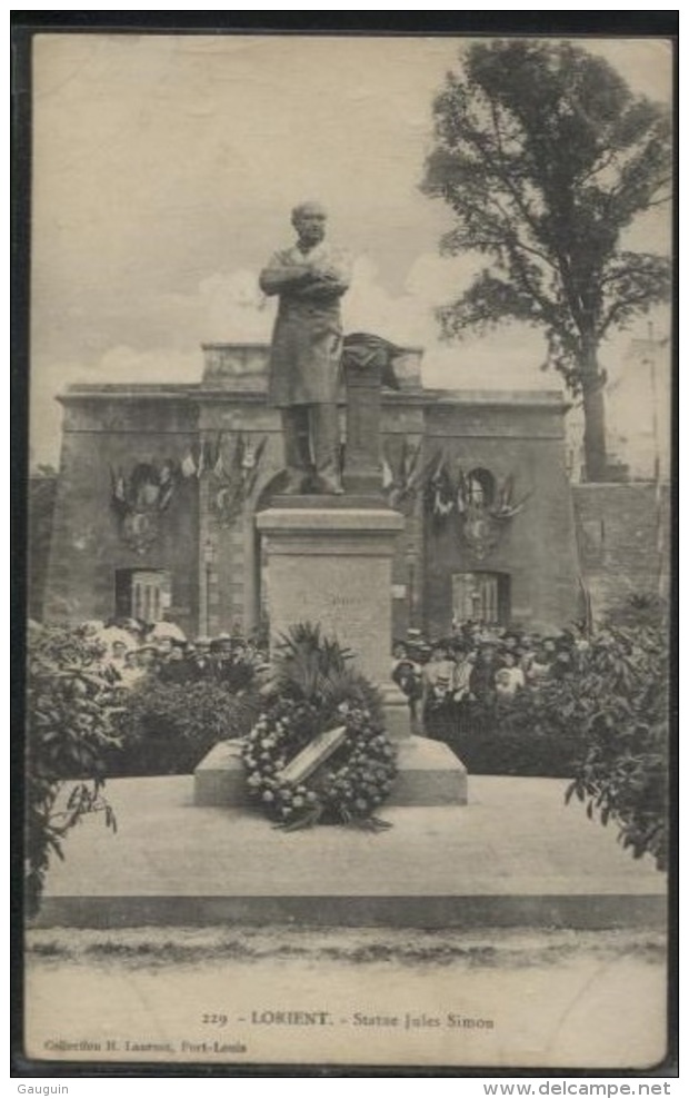 CPA - LORIENT - STATUE JULES SIMON ( FETE) - Edition H.Laurent - Lorient