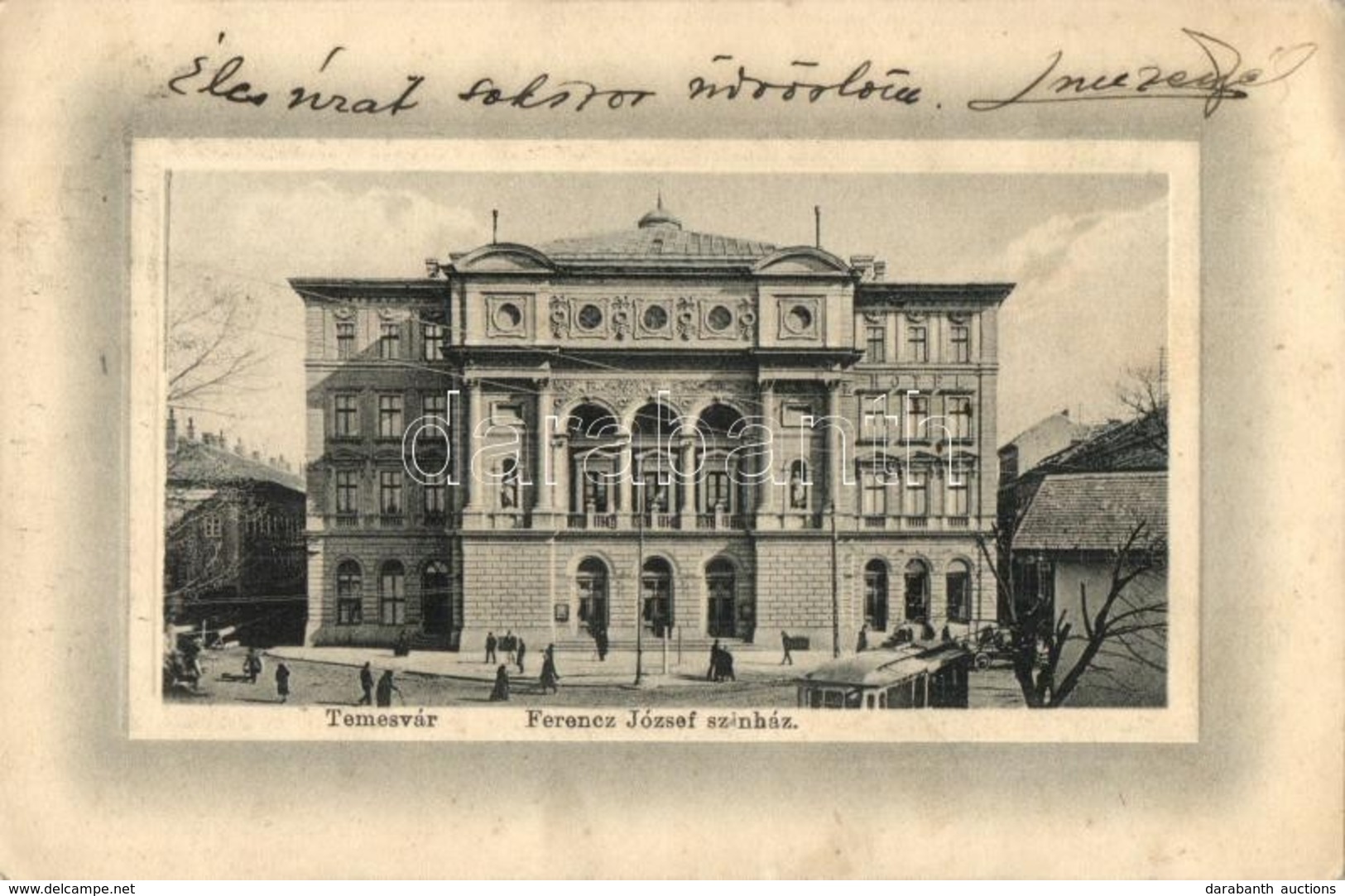 * T2/T3 Temesvár, Timisoara; Ferenc József Színház, Villamos. Ideal W. L. Bp. 6660. / Franz Joseph Theater, Tram (EK) - Unclassified