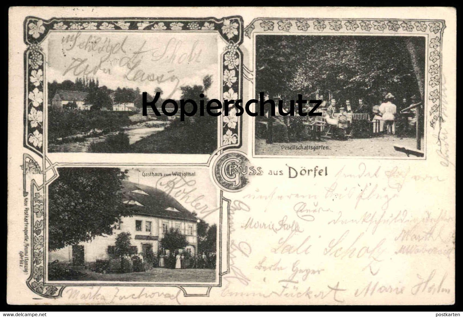 ALTE POSTKARTE GRUSS AUS DÖRFEL GASTHAUS ZUM WITTIGTHAL BÖHMEN VISKA VISNOVA FRYDLANT WEIGSDORF Ansichtskarte Postcard - Böhmen Und Mähren