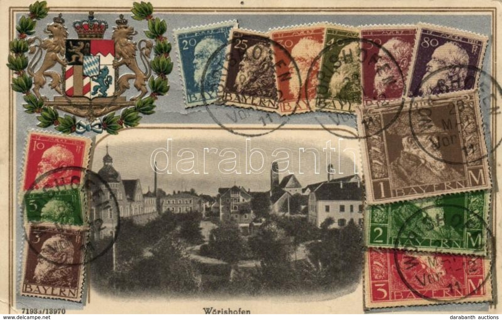 T4 Bad Wörishofen, Set Of Stamps, Coat Of Arms, H.G.Z. & Co. No. 13970. Emb. Litho (pinholes) - Unclassified