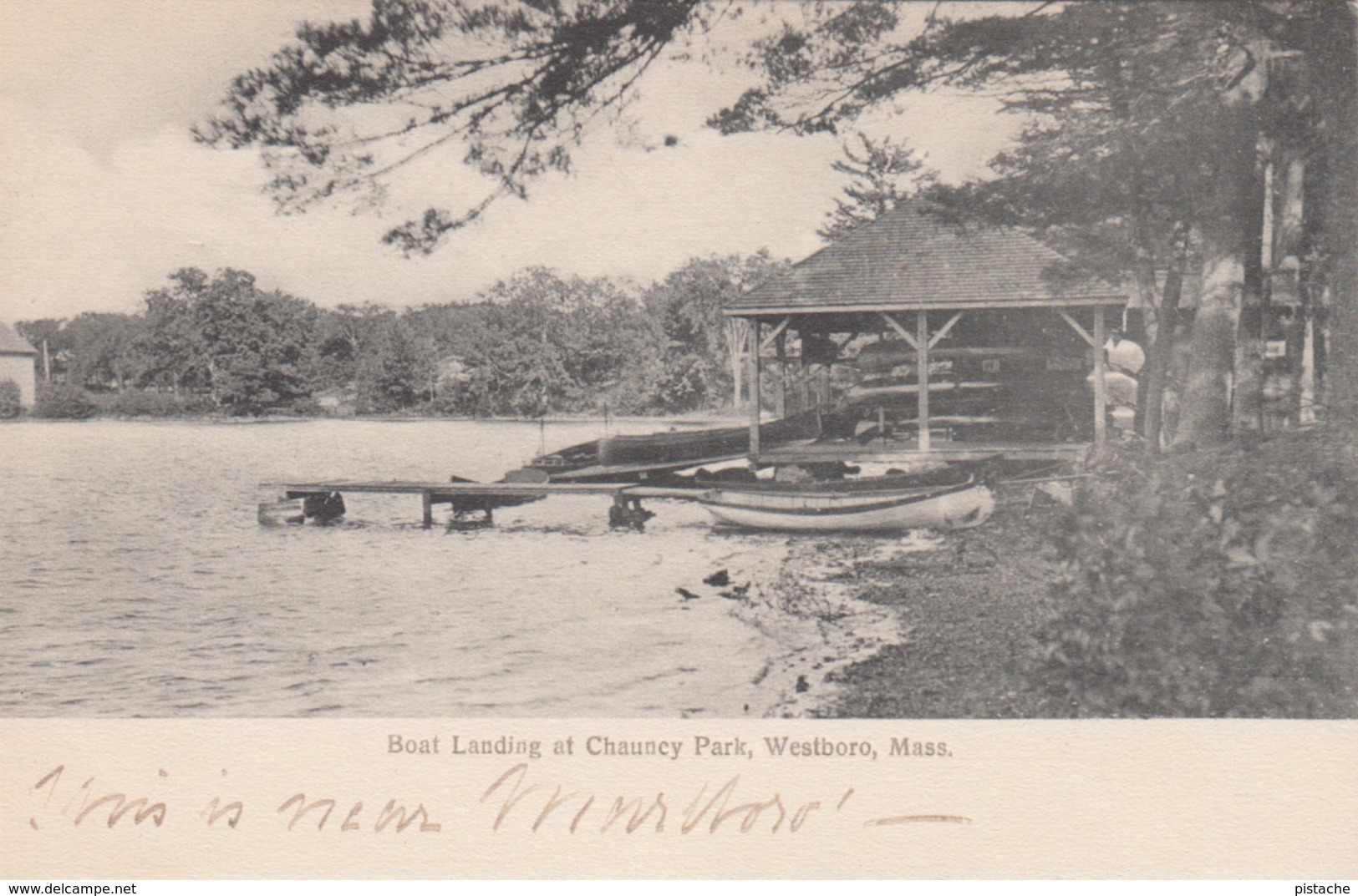 Westboro MA - Boat Landing At Chauncy Park - 1913 Postcard - Unused - Very Fine Condition - 2 Scans - Worcester