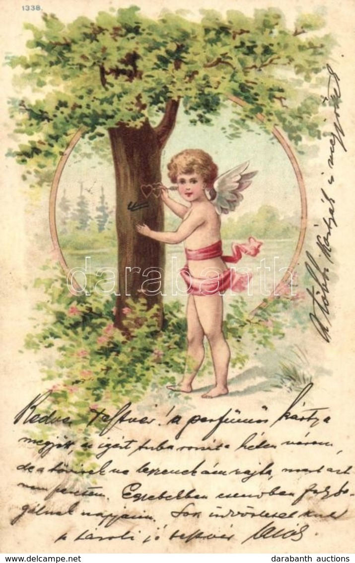 T2/T3 Love Greeting Card With Cupid, Litho - Non Classés