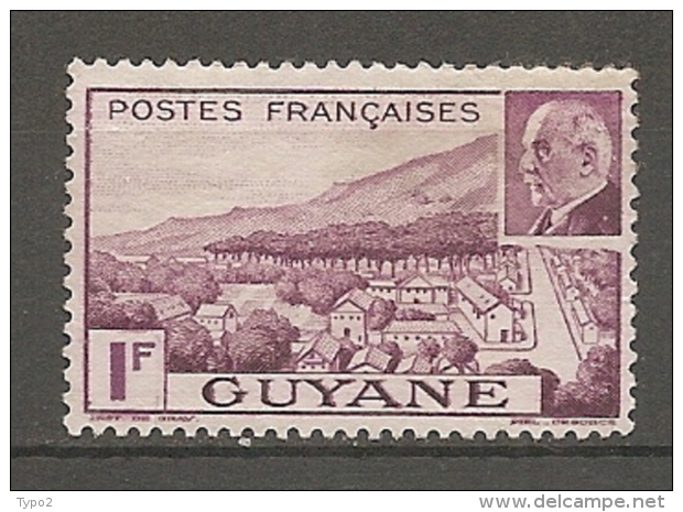 GUYANE - Yv. N°  172  (*)  1f  Pétain  Cote  0,8 Euro BE  2 Scans - Neufs