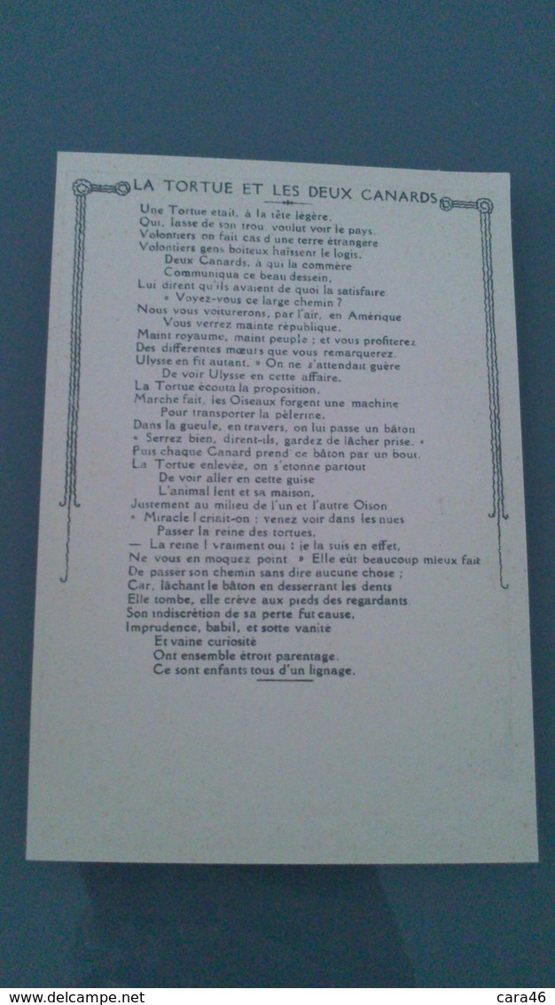 Image CHROMO Bon Point école - Fables De La Fontaine -  La Tortue Et Les Deux Canards (scan Recto Verso) - Historia