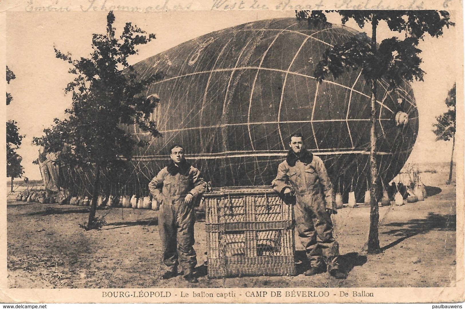 Leopoldsburg, Bourg-Léopold, De Luchtballon, Camp De Béverloo, Met Postzegel 1935. - Leopoldsburg (Kamp Van Beverloo)