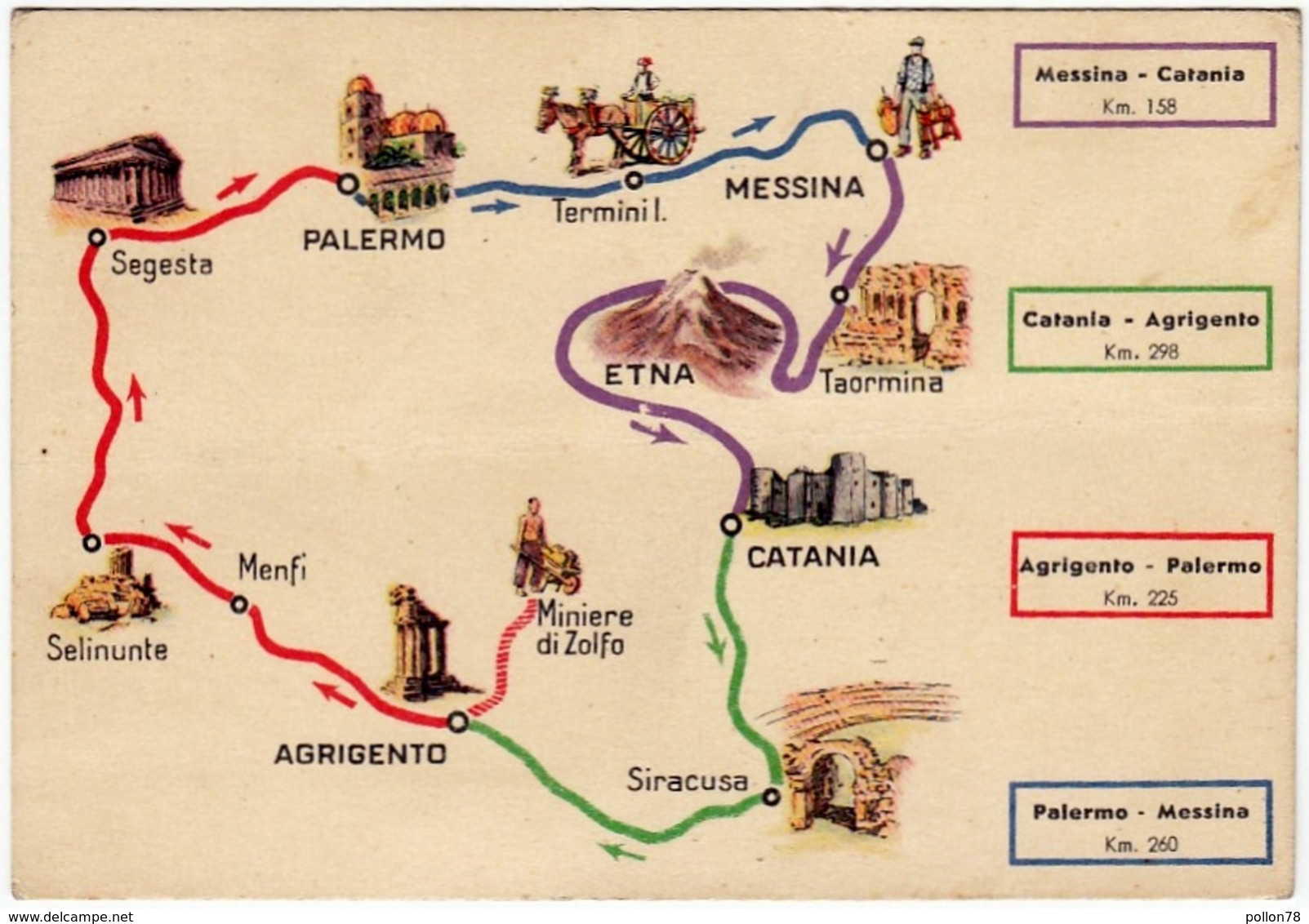 ESSOLUBE - ITINERARI MESSINA, CATANIA, AGRIGENTO, PALERMO, MESSINA - PUBBLICITA' DEL 1939 - Vedi Retro - Pubblicitari