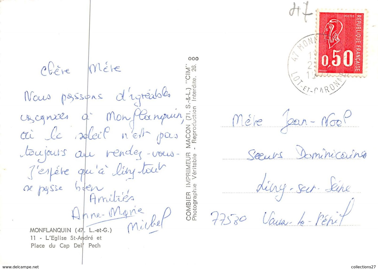 47-MONFLANQUIN- L'EGLISE ST-ANDRE ET PLACE DU CAP DEL'PECH - Monflanquin