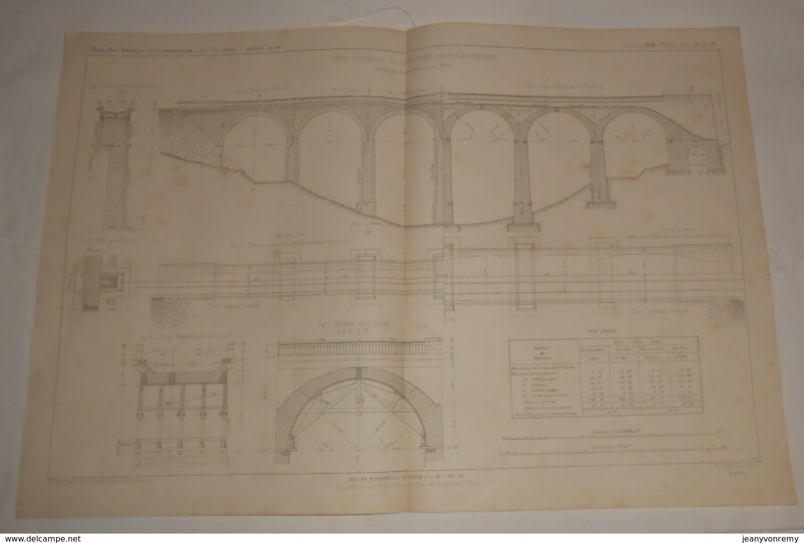 Plan De Types De Viaducs En Plein Cintre De 10 M. D'ouverture. 1864 - Arbeitsbeschaffung