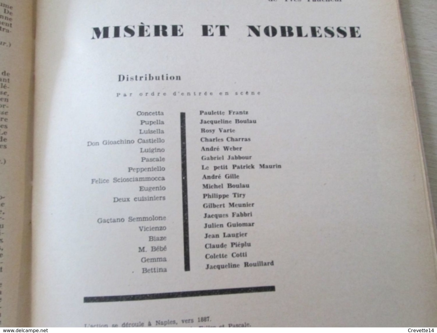 DIV0714  /  Revue De Théatre : AVANT-SCENE FEMINA THEATRE N° 141 / MISERE ET NOBLESSE De Scarpetta   /  Distribution De - Autres & Non Classés