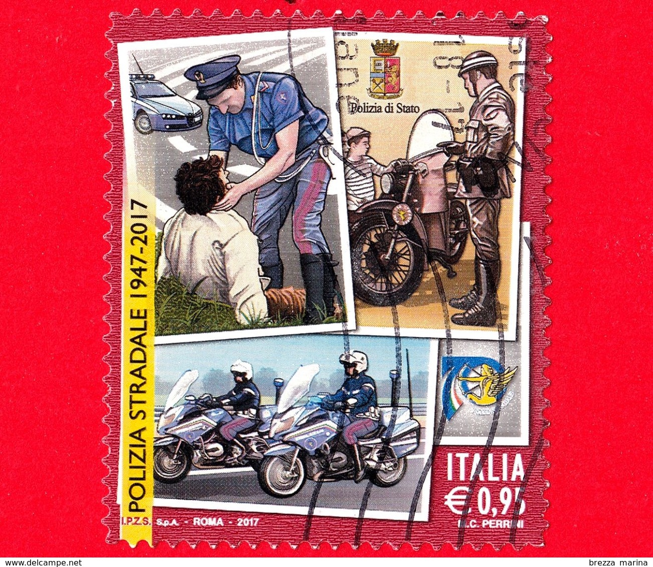 ITALIA - Usato - 2017 - 70 Anni Della Polizia Stradale - In Servizio... - 0,95 - 2011-20: Usati