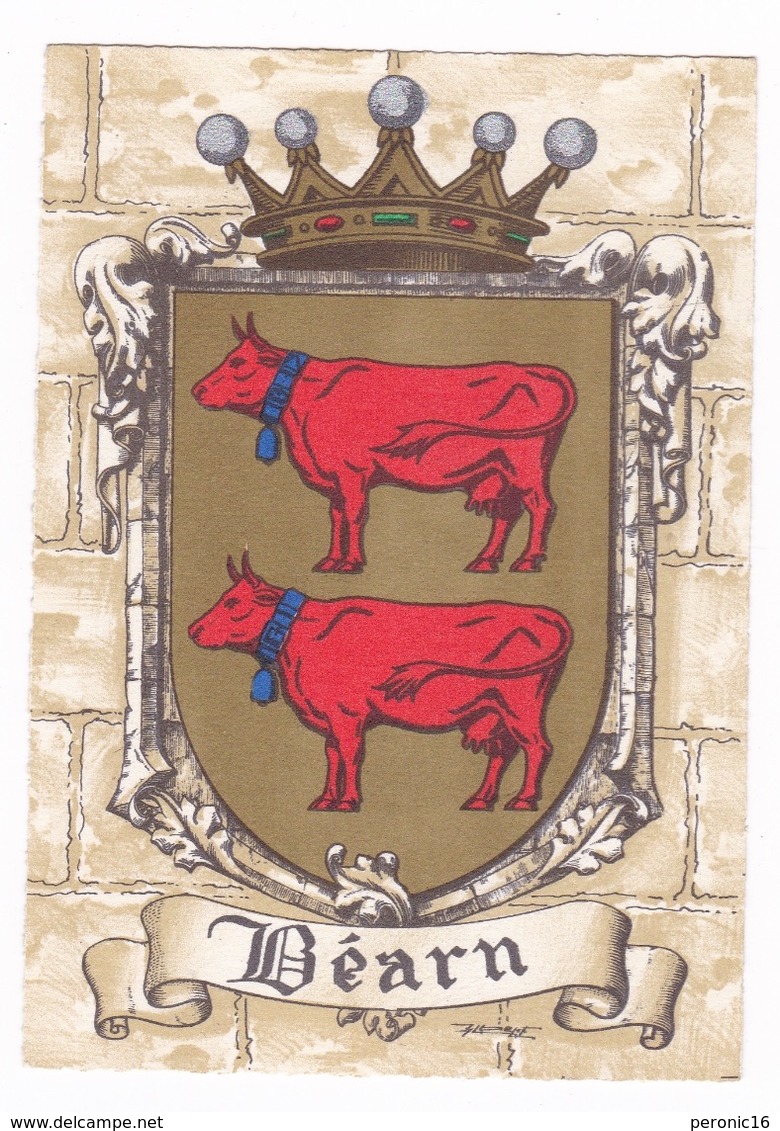 Belle CP Illustrée Blason Béarn, Années 1950 - Généalogie