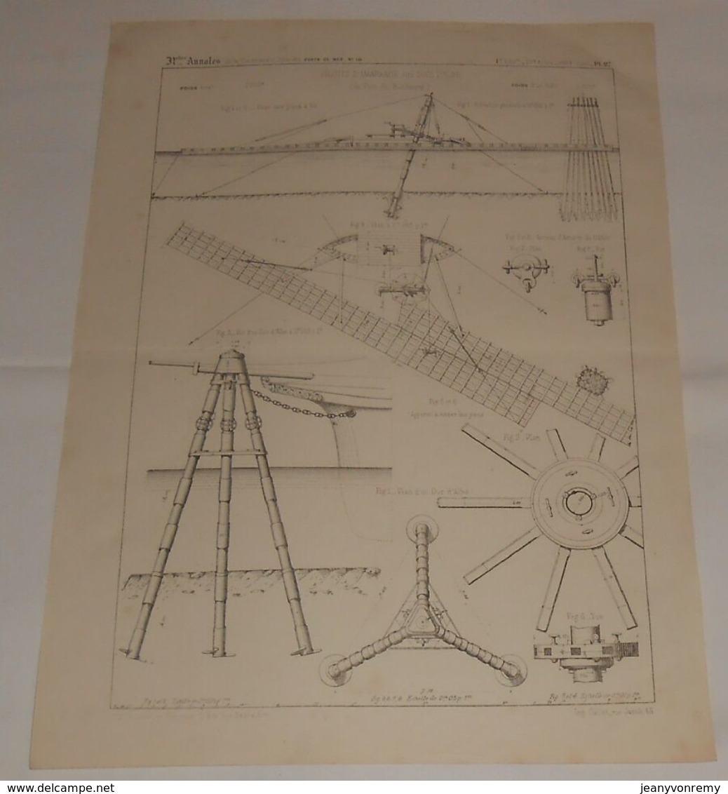 Plan Du Pilotis D'ammarage Dits Ducs D'Albe Du Port De Hambourg. 1864 - Public Works