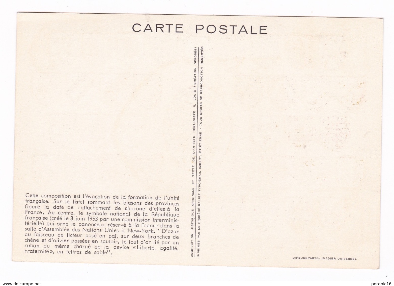 Magnifique CP Illustrée Par R. Louis, Blasons De France, Années 1950 - Généalogie