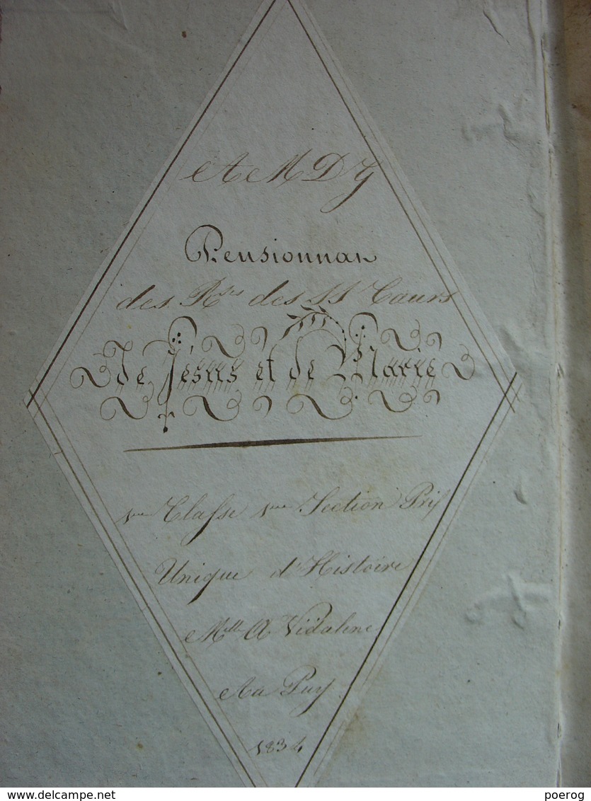 SCELTA DI LETTERE FAMILIARI - PESARO 1829 - PRIX D'EXCELLENCE Mlle VIDALENC AU PUY EN VELAY 1834