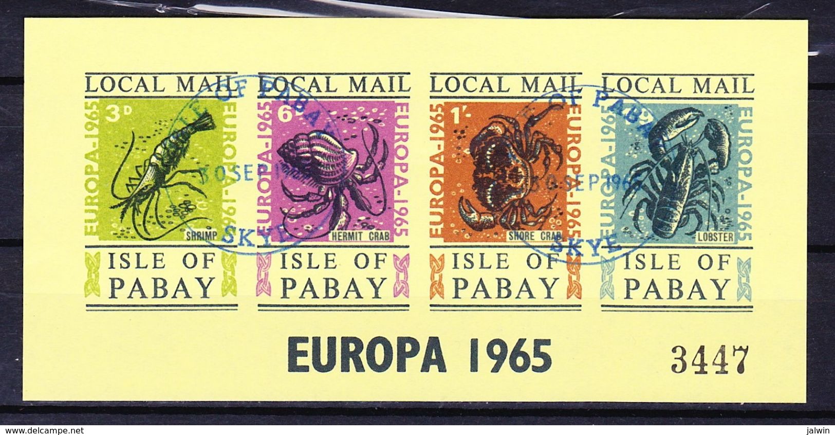ISLE OF PABAY (Emission Locale) - 1965 EUROPA SERIE (+ BLOC ET BLOC LUXE) Obl. Custacean, Seals / Crustacés, Phoques - Local Issues