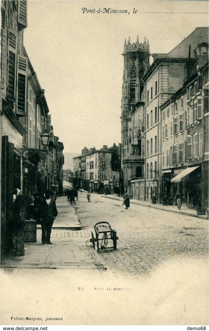 Pont à Mousson CPA 54 Meurthe Et Moselle Rue Gambetta Magnifique Carte Ancienne (comme Neuve) - Pont A Mousson