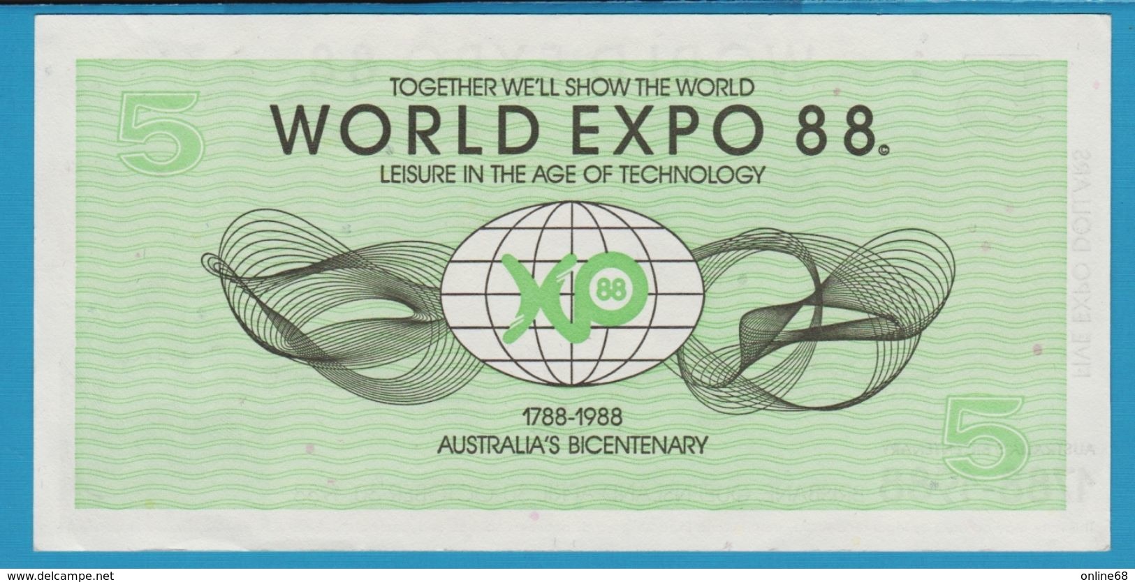 AUSTRALIA 5 EXPO DOLLARS 1788-1988 WORLD EXPO 88 No 50427018 - Fakes & Specimens