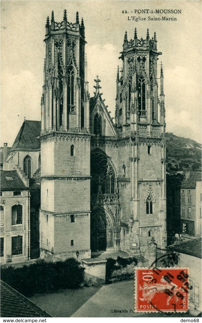 Pont à Mousson CPA 54 Meurthe Et Moselle  2 Cartes église St Martin Et Ancienne Abbaye Des Prémontrés - Pont A Mousson