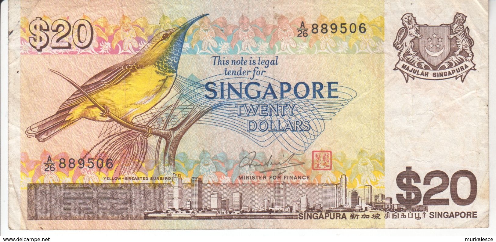 1999  SINGAPORE   TWENTY   DOLLARS - Singapore