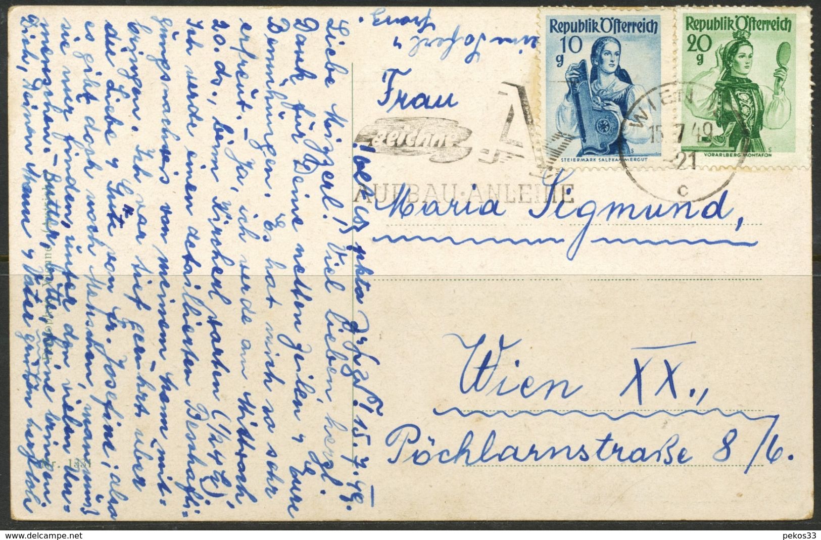 Ansichtskarte  -   Kletterrosen Frau A. Bank Frau A. Leiter Rosen | Hans Zatzka   1949 - Zatzka