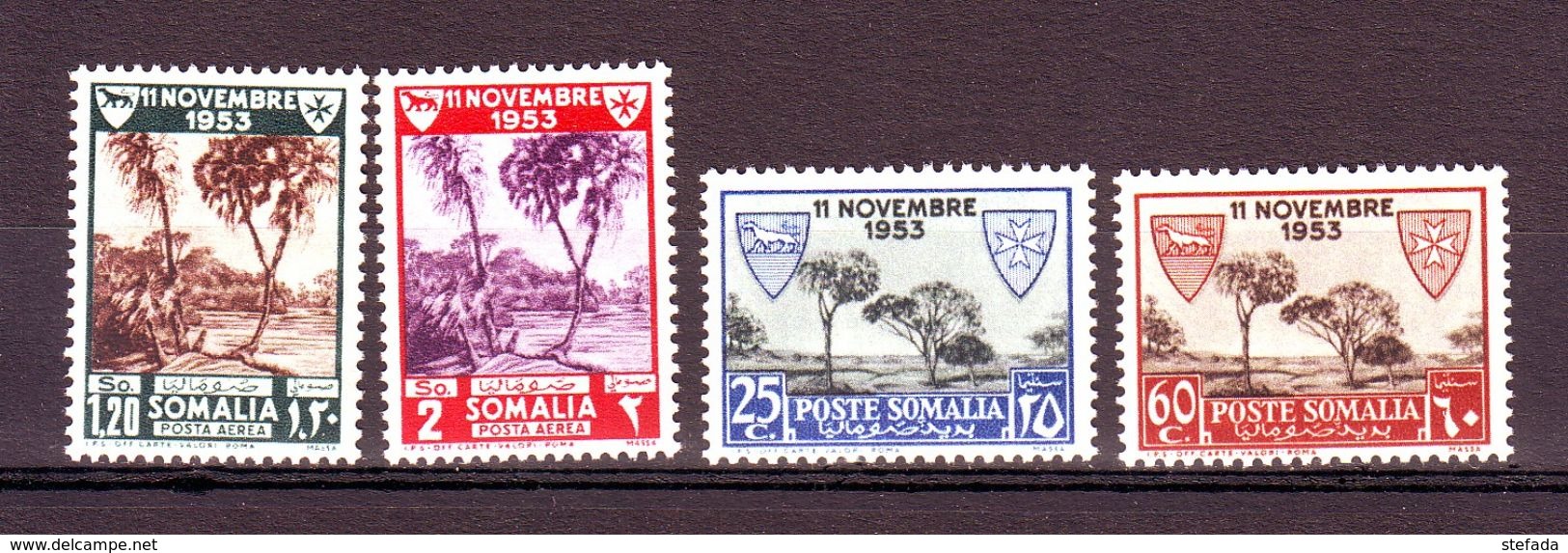 SOMALIA AFIS SOMALILAND 1954  ASSISTENZA LEBBROSI SOMALI   + AEREA Compl. 4 VAL MNH ** - Somalie (AFIS)