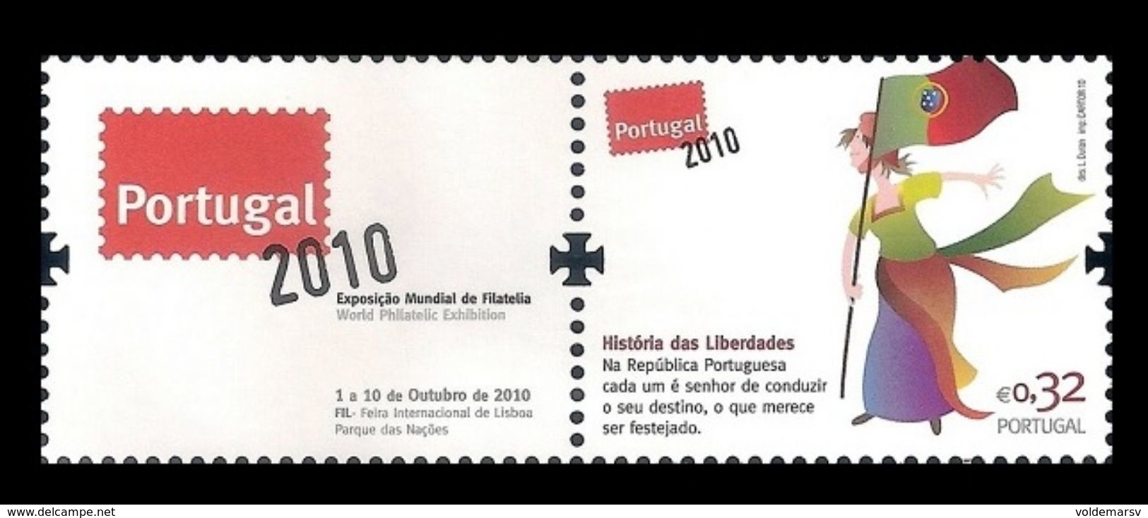 Portugal 2010 Mih. 3573 History Of Freedom (with Label) MNH ** - Nuevos